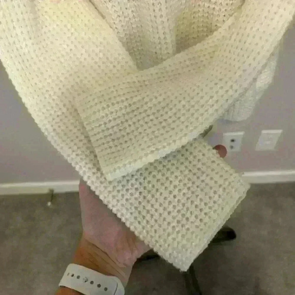 Lord & Taylor Cream Waffle Knit Sweater - Picture 8 of 12